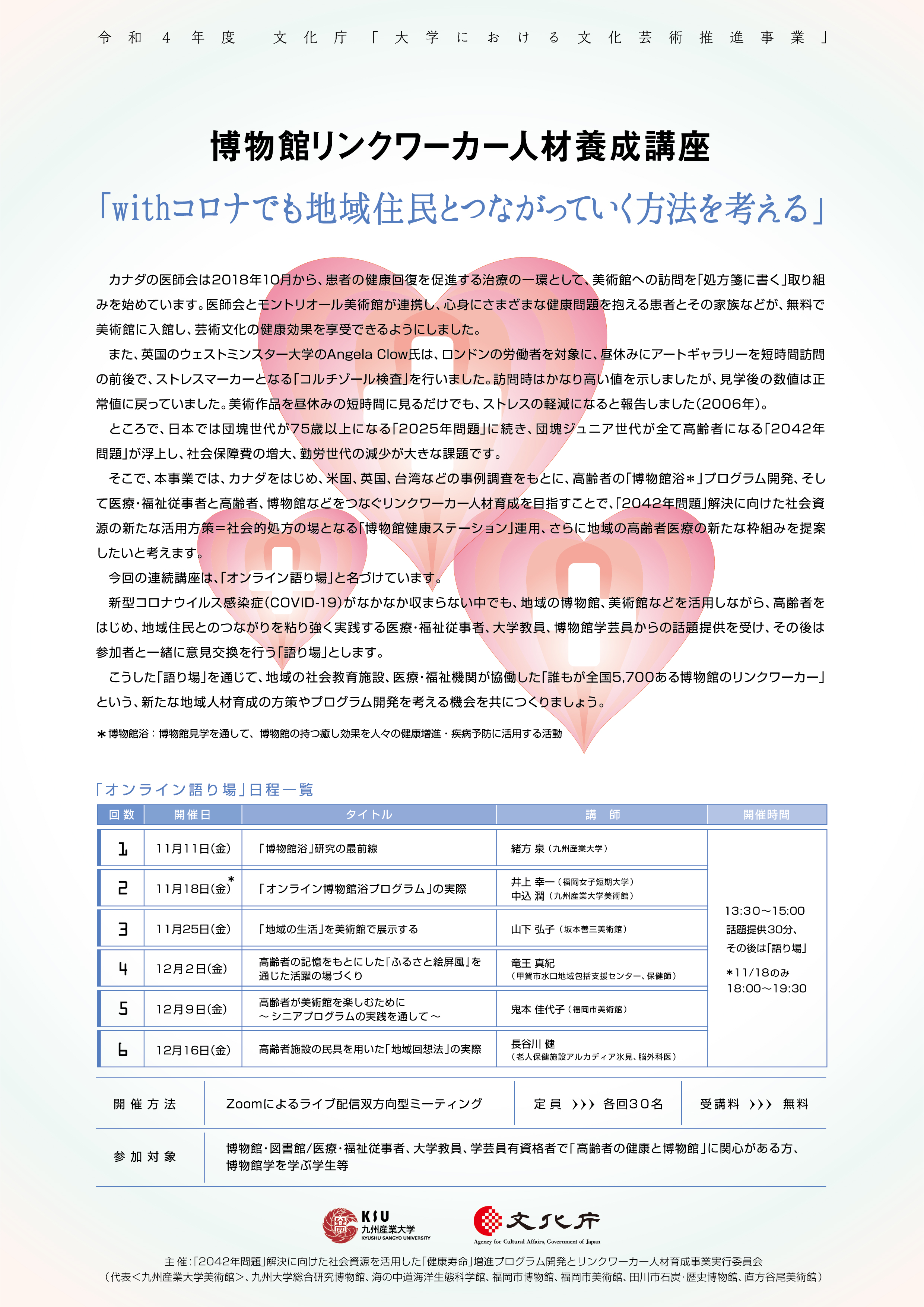 博物館リンクワーカー人材育成講座参加者募集のお知らせ。